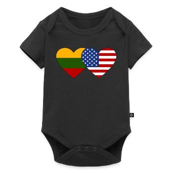 Lithuania USA Flag Heart - Baby Premium short-sleeve bodysuit - black - Front