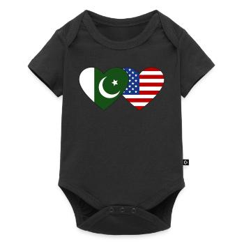 Pakistan USA Flag Heart - Baby Premium short-sleeve bodysuit - black - Front