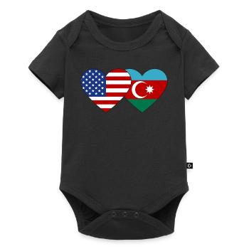 USA Azerbaijan flag heart - Baby Premium short-sleeve bodysuit - black - Front
