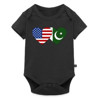USA Pakistan Flag Heart - Baby Premium short-sleeve bodysuit - black - Front