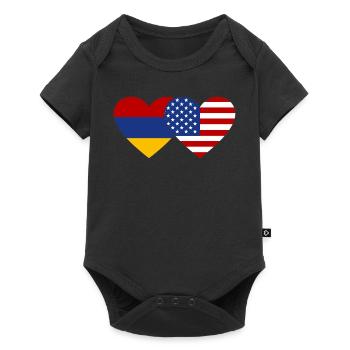 Arménie USA Flag Heart - Body à manches courtes Premium Bébé - noir - Devant