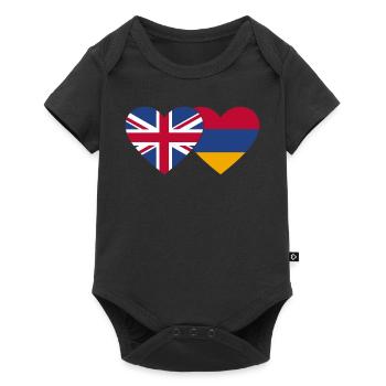 England Armenia Flag Heart - Baby Premium short-sleeve bodysuit - black - Front