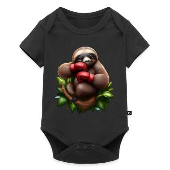 Boxendes Faultier auf Baum - Baby Premium Kurzarmbody - Schwarz - Vorne