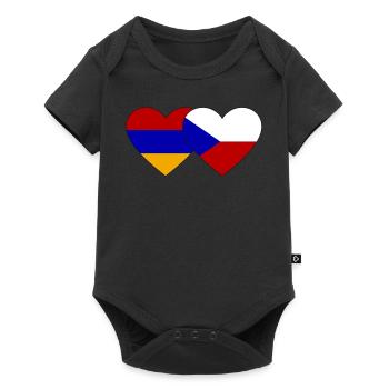 Arménie République tchèque Drapeau Coeur - Body à manches courtes Premium Bébé - noir - Devant