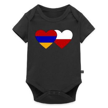 Arménie Pologne Drapeau Coeur - Body à manches courtes Premium Bébé - noir - Devant