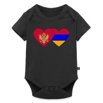 Monténégro Arménie Drapeau Coeur - Body à manches courtes Premium Bébé - noir - Devant