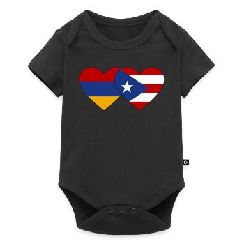 Armenia Cuba flag heart - Baby Premium short-sleeve bodysuit - black - Front