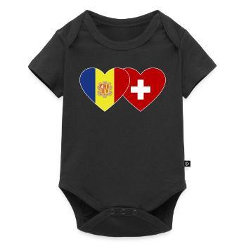 Andorre Suisse Flag Heart - Body à manches courtes Premium Bébé - noir - Devant