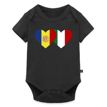 Andorre Italie Flag Coeur - Body à manches courtes Premium Bébé - noir - Devant