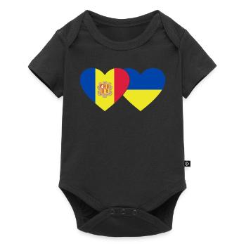 Andorre Ukraine Flag Heart - Body à manches courtes Premium Bébé - noir - Devant