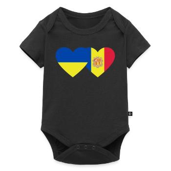 Ukraine Andorre Flag Coeur - Body à manches courtes Premium Bébé - noir - Devant