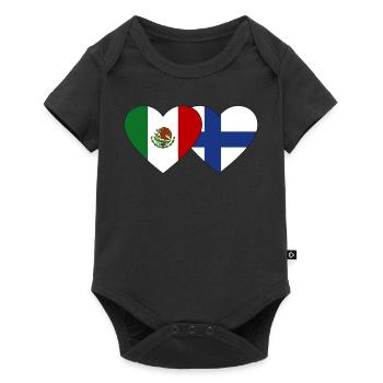 Mexico Finland Flag Heart - Baby Premium short-sleeve bodysuit - black - Front
