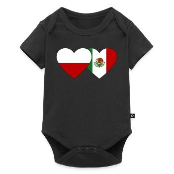Polen Mexiko Flagge Herz - Baby Premium Kurzarmbody - Schwarz - Vorne