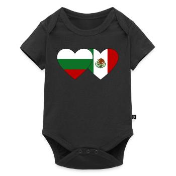 Bulgaria Mexico Flag Heart - Baby Premium short-sleeve bodysuit - black - Front
