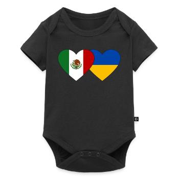 Mexico Ukraine Flag Heart - Baby Premium short-sleeve bodysuit - black - Front