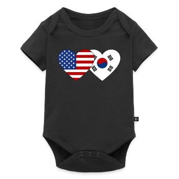 États-Unis, Corée du Sud, Drapeau Coeur - Body à manches courtes Premium Bébé - noir - Devant