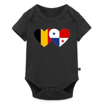 Belgium Panama Flag Heart - Baby Premium short-sleeve bodysuit - black - Front