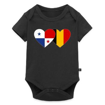 Panama Belgium Flag Heart - Baby Premium short-sleeve bodysuit - black - Front