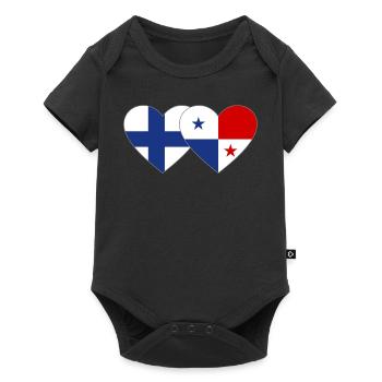 Finland Panama Flag Heart - Baby Premium short-sleeve bodysuit - black - Front