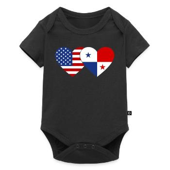 USA Panama Flag Heart - Baby Premium short-sleeve bodysuit - black - Front