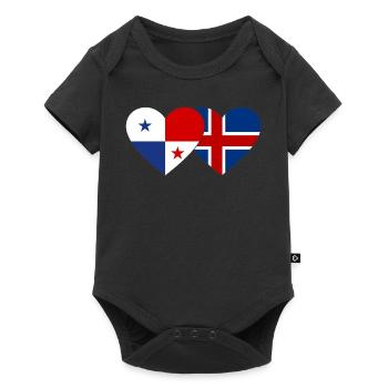 Cœur de drapeau de l’île de Panama - Body à manches courtes Premium Bébé - noir - Devant