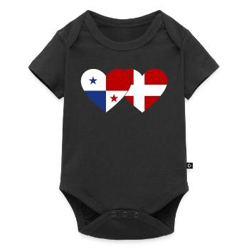Panama Denmark Flag Heart - Baby Premium short-sleeve bodysuit - black - Front