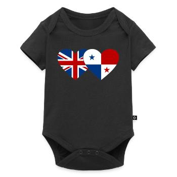 England Panama Flag Heart - Baby Premium short-sleeve bodysuit - black - Front