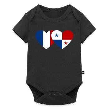 France Panama Flag Heart - Baby Premium short-sleeve bodysuit - black - Front