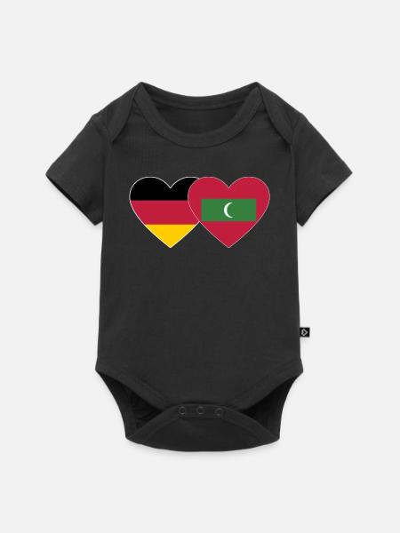 Deutschland Malediven Flagge Herz - Baby Premium Kurzarmbody - Schwarz