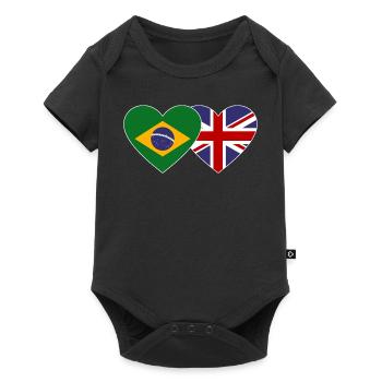 Brazil England Flag Heart - Baby Premium short-sleeve bodysuit - black - Front