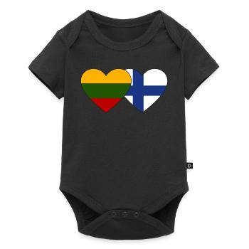 Lithuania Finland Flag Heart - Baby Premium short-sleeve bodysuit - black - Front