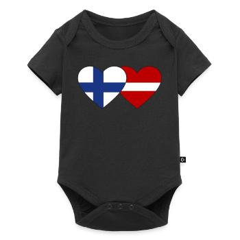Finlande Lettonie Drapeau Coeur - Body à manches courtes Premium Bébé - noir - Devant