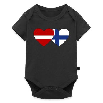 Lettonie Finlande Drapeau Coeur - Body à manches courtes Premium Bébé - noir - Devant