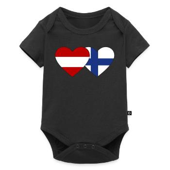 Austria Finland Flag Heart - Baby Premium short-sleeve bodysuit - black - Front