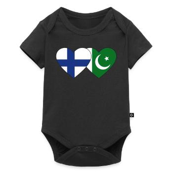 Finlande Pakistan Drapeau Coeur - Body à manches courtes Premium Bébé - noir - Devant