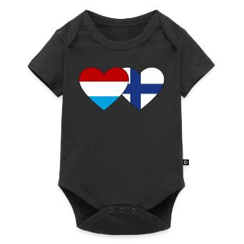 Luxembourg Finlande Drapeau Coeur - Body à manches courtes Premium Bébé - noir - Devant