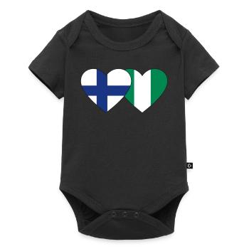 Finlande Nigeria Drapeau Coeur - Body à manches courtes Premium Bébé - noir - Devant