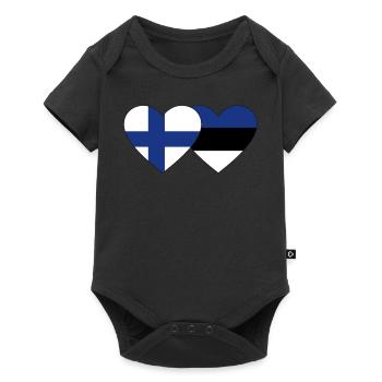 Finlande Estonie Drapeau Coeur - Body à manches courtes Premium Bébé - noir - Devant