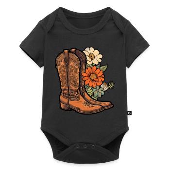 Cowboy Boots Flowers - Baby Premium short-sleeve bodysuit - black - Front