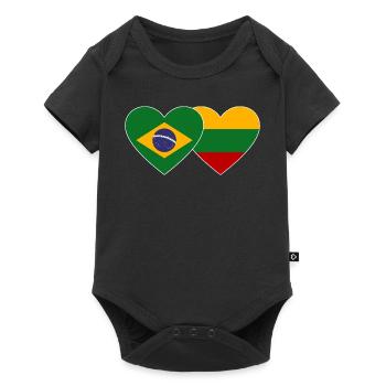 Brésil Lituanie Drapeau Coeur - Body à manches courtes Premium Bébé - noir - Devant