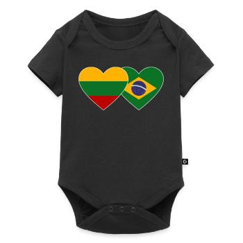 Lituanie Brésil Flag Coeur - Body à manches courtes Premium Bébé - noir - Devant