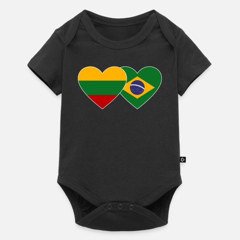 Lituanie Brésil Flag Coeur - Body à manches courtes Premium Bébé - noir