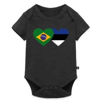 Brésil Estonie Drapeau Coeur - Body à manches courtes Premium Bébé - noir - Devant