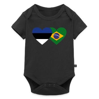 Estonie Brésil Flag Coeur - Body à manches courtes Premium Bébé - noir - Devant