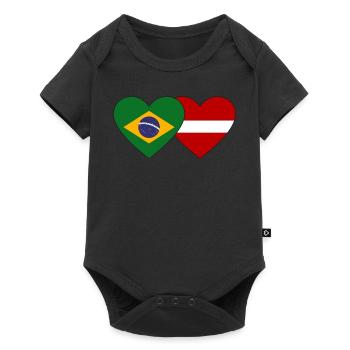 Brésil Lettonie Flag Coeur - Body à manches courtes Premium Bébé - noir - Devant
