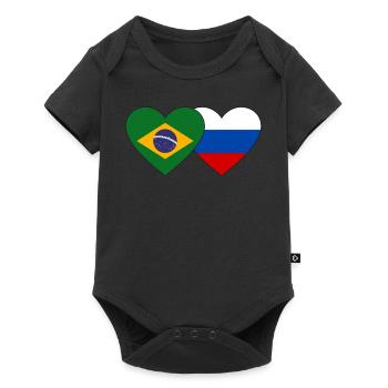 Brésil Russie Flag Coeur - Body à manches courtes Premium Bébé - noir - Devant