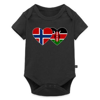 Norway Kenya Flag Heart - Baby Premium short-sleeve bodysuit - black - Front