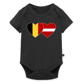 Belgium Latvia Flag Heart - Baby Premium short-sleeve bodysuit - black - Front