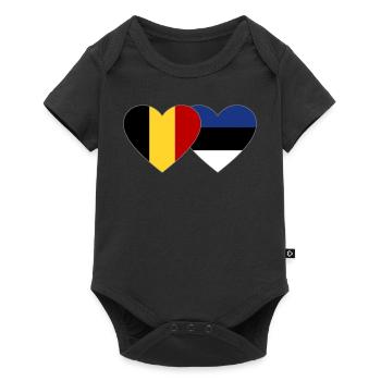Belgique Estonie Flag Heart - Body à manches courtes Premium Bébé - noir - Devant