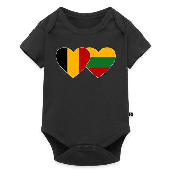 Belgium Lithuania Flag Heart - Baby Premium short-sleeve bodysuit - black - Front